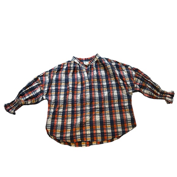 Finley Rex Top in Newbury Port Plaid Popover 3/4 Sleeve Crepe Multicolor… - Picture 11 of 13